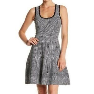 Opening Ceremony fit and flare black and white chevron print dress like new